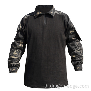 เสื้อยืดสีดำ Multicam Combat Pads Tactical Jersey
